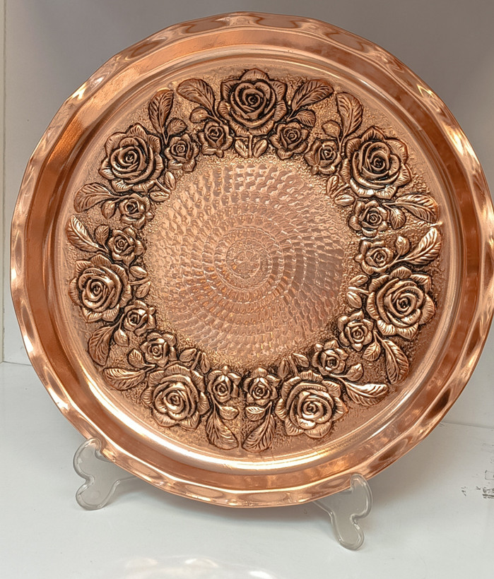 سینی چایی مسی نانو شده طرح گلستان