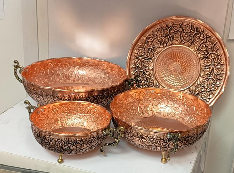 ست پذیرایی چهار پارچه مسی نانو شده سلطانی