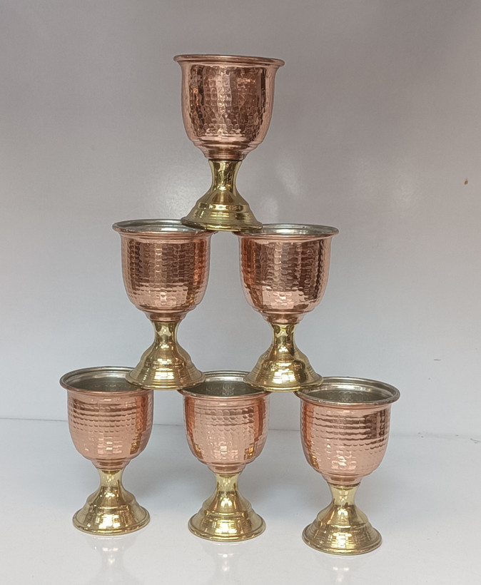 گلاسه مسی پایه برنجی