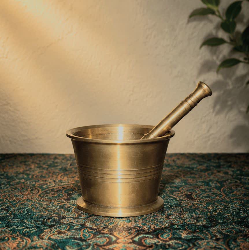 هاون برنزی بدونه پایه زعفران