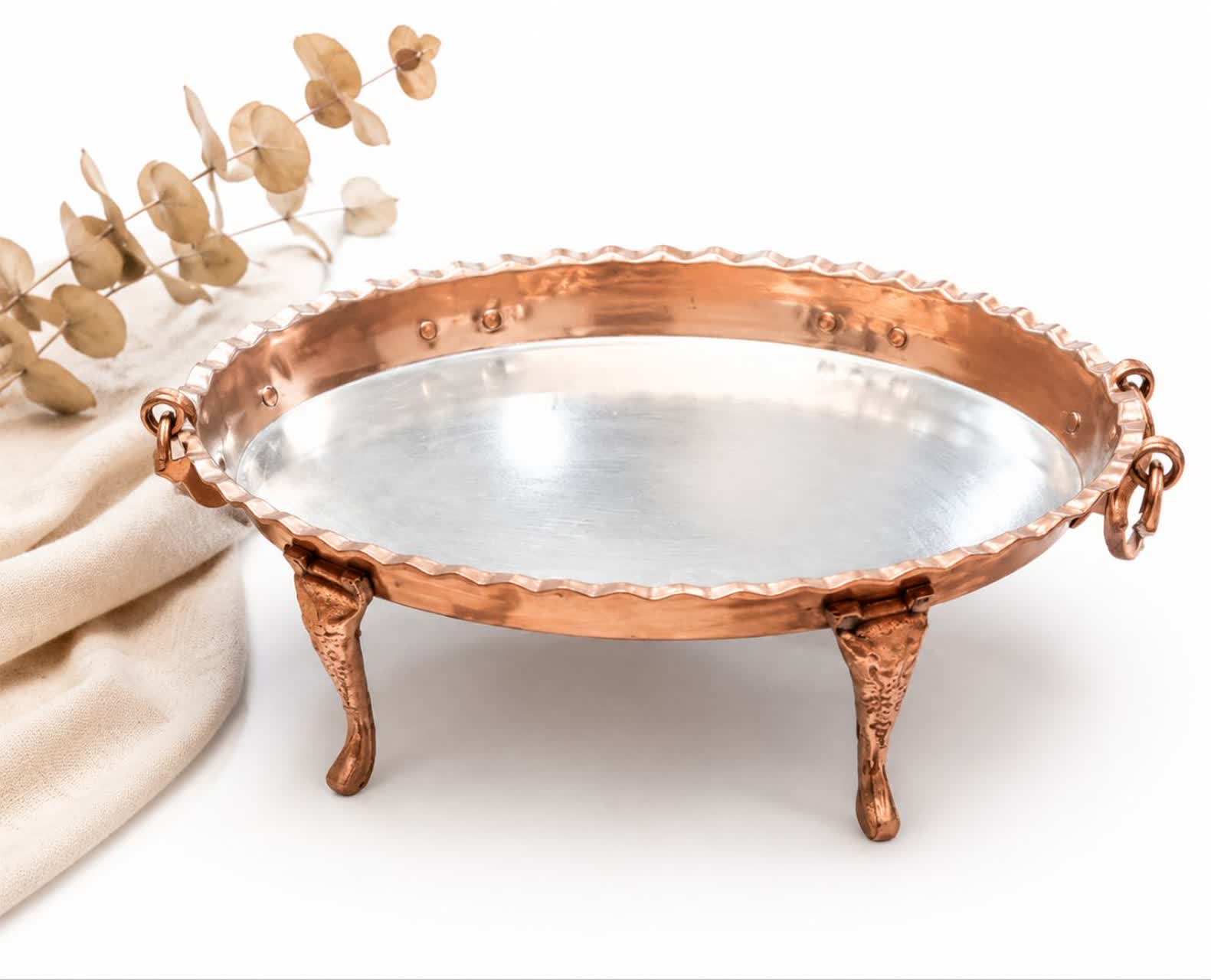 مرغ خوری مسی بیضی پایه دار گوشواره دار  نانو شده