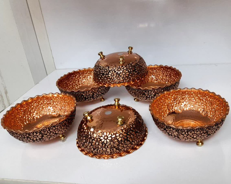 بستنی خوری مسی رنگ ثابت آریا6تایی