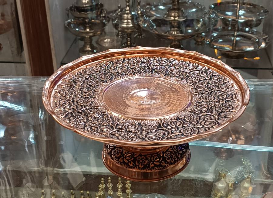 شیرینی خوری مسی زنجان سیاه قلم رنگ ثابت طرح بهار