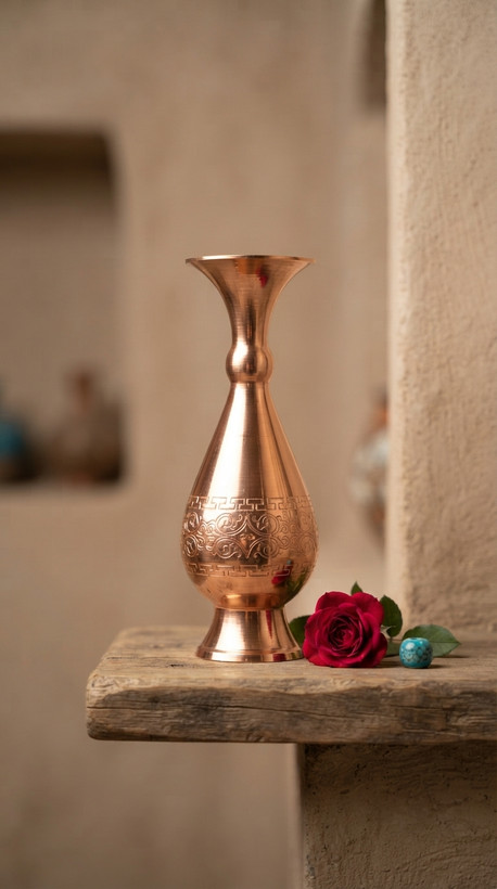 گلدان مسی نانو شده زنجان با طرح لیزری