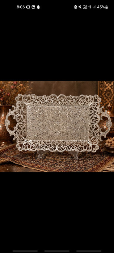 سینی چایی مسی و سفید رنگ پویتر محکم و رنگ ثابت