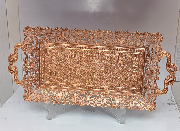 سینی چایی مسی و سفید رنگ پویتر محکم و رنگ ثابت