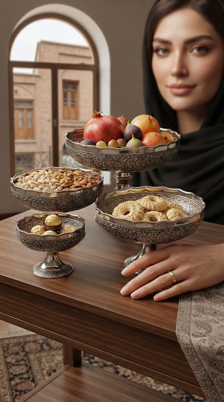 سرویس پذیرایی مسی گلستان با روکش کروم نانو شده