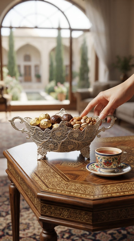 ملیله کشکول شکلات خوری مسی زنجان