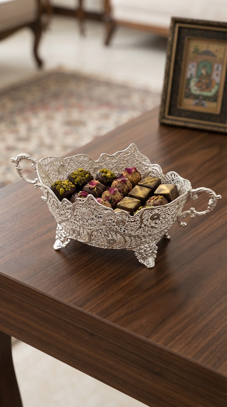 ملیله کشکول شکلات خوری مسی زنجان