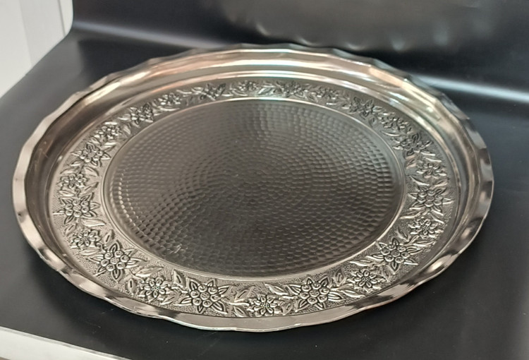 سینی مسی کروم شده تراش گل برجسته قطر۳۸نانو شده