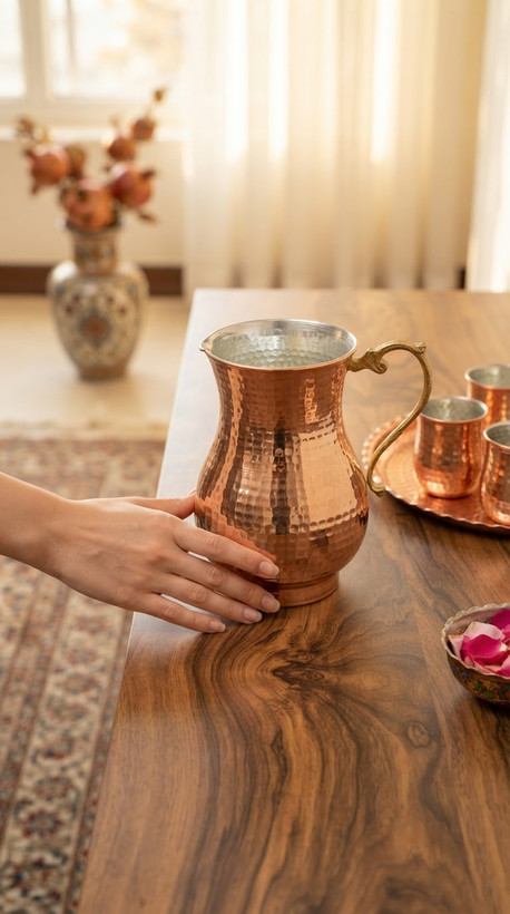 پارچ مسی خمره ای نانو شده رنگ ثابت چکشی زنجان