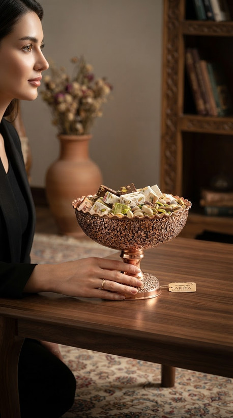 شکلات خوری مسی نانو شده و رنگ ثابت با طرح زیبای اریایی