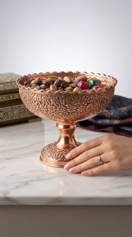 شکلات خوری مسی نانو شده و رنگ ثابت با طرح زیبای اریایی